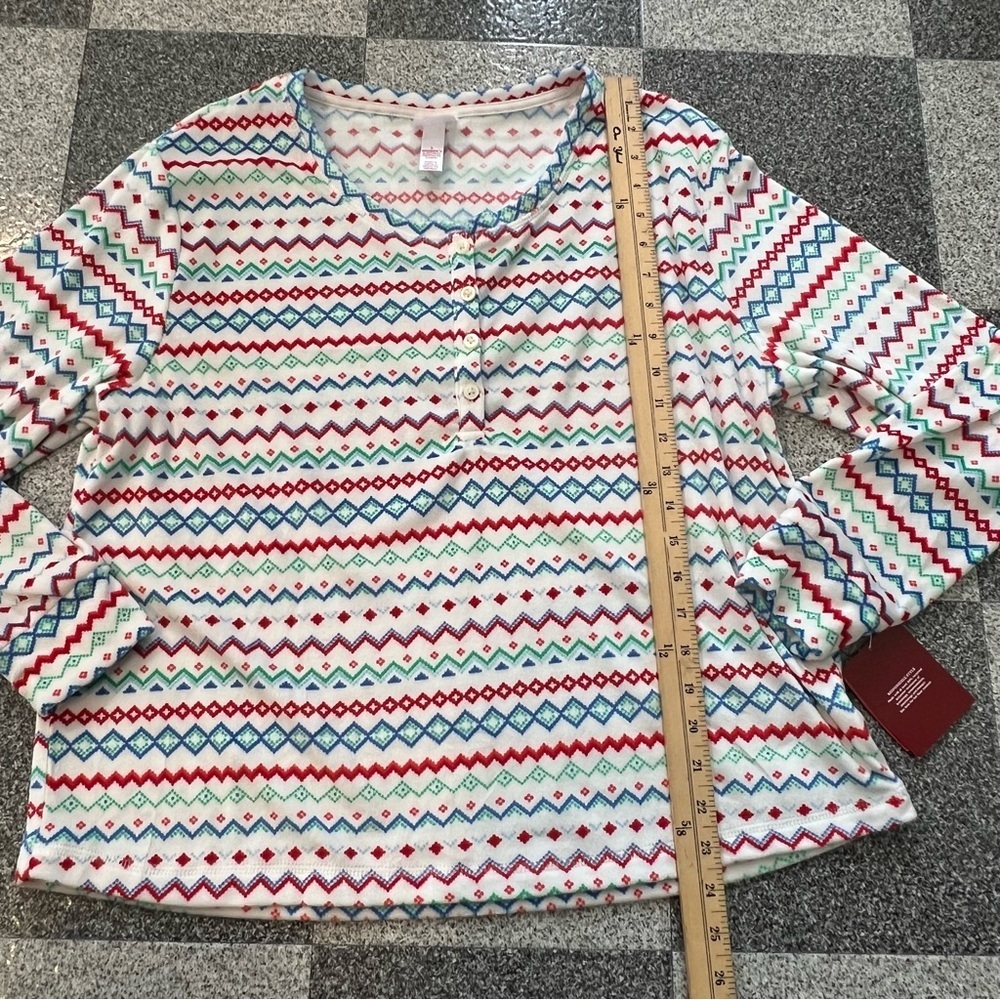 NWT Wondershop Women's Fair Isle Striped Long-Sleeve Pajama Top- L - Picture 3 of 7